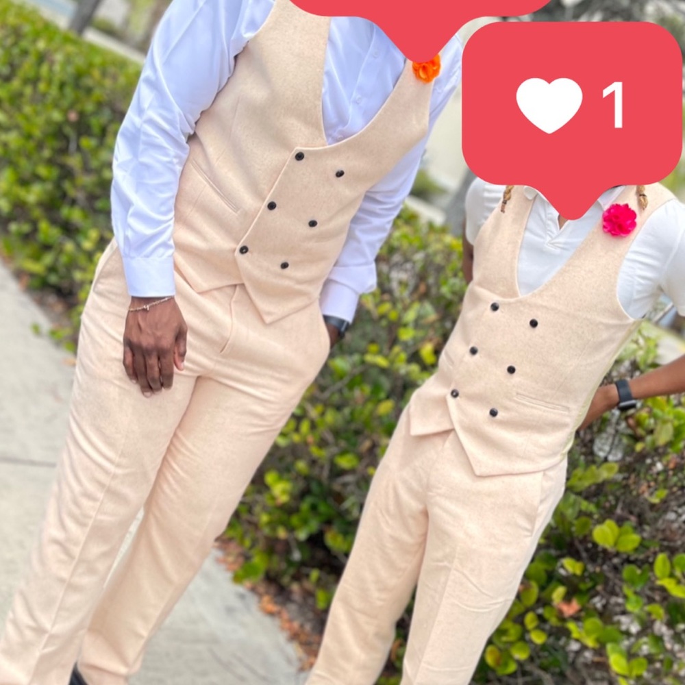 ASOS Buttermilk Color Vest and Matching Slim Pants